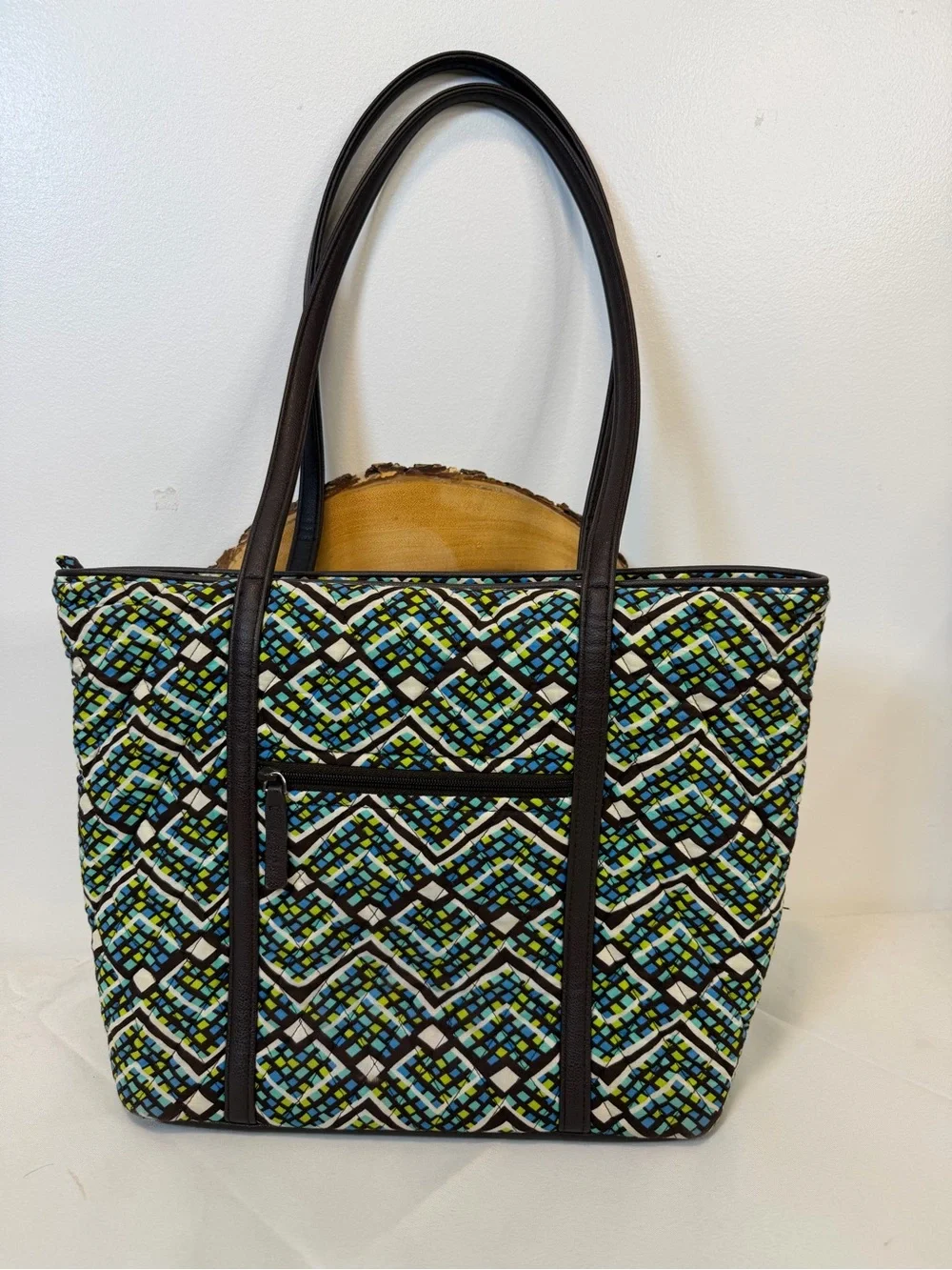 Vera Bradley Rain Forest Quilted Shoulder Bag‎ Geometric Chevron Pattern Zip Top